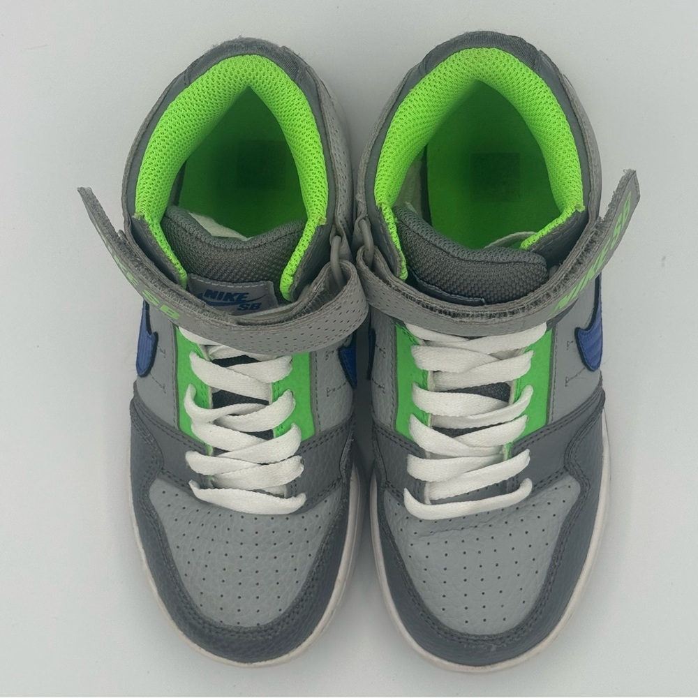Nike SB Mogan Kids' Gray, Neon Green and Blue Mid Sneakers - Picture 6 of 8